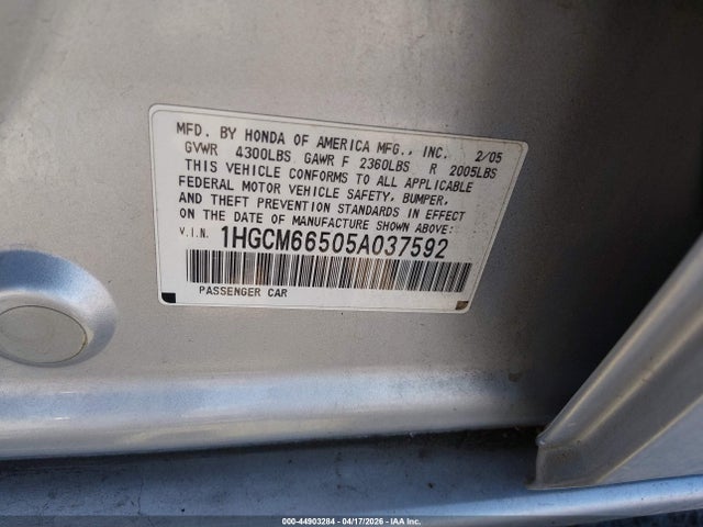 Продаж на аукціоні авто 2005 Honda Accord 3.0 Ex, vin: 1HGCM66505A037592, номер лоту: 44903284