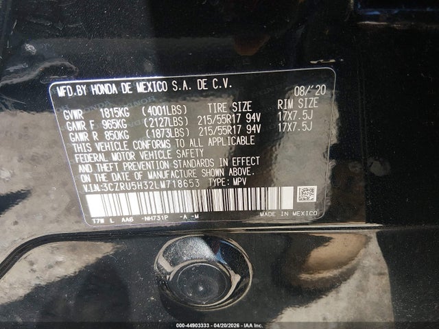 Продаж на аукціоні авто 2020 Honda Hr-v 2wd Lx, vin: 3CZRU5H32LM718653, номер лоту: 44903333