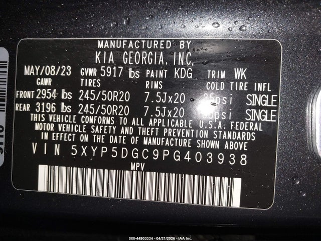 Продажа на аукционе авто 2023 Kia Telluride Sx Prestige, vin: 5XYP5DGC9PG403938, номер лота: 44903334