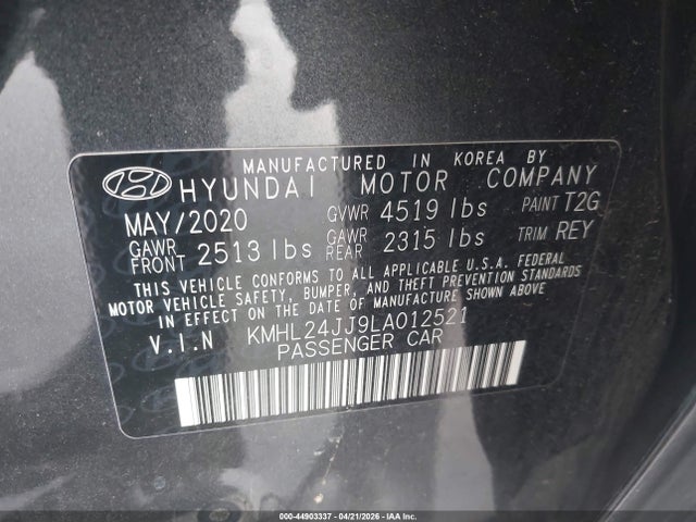 KMHL24JJ9LA012521 Hyundai Sonata Hybrid Blue