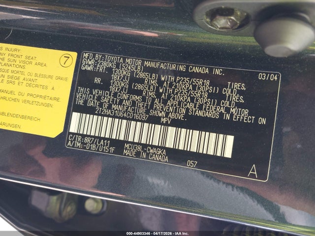 Aukcja sprzedaży 2004 Lexus Rx 330, vin: 2T2HA31U64C016097, numer aukcji: 44903346