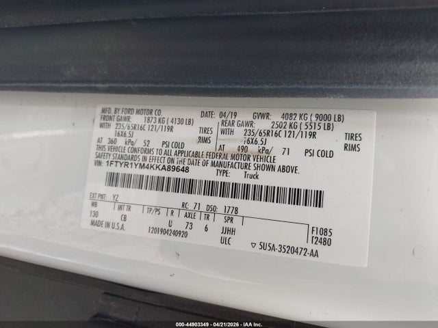 Ford Transit-250 2019 1FTYR1YM4KKA89648 Image 9