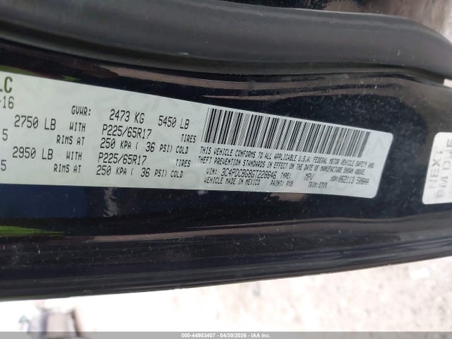 Aukcja sprzedaży 2016 Dodge Journey Sxt, vin: 3C4PDCBG8GT228646, numer aukcji: 44903407