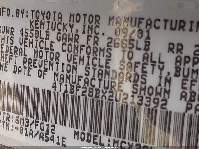 Aukcja sprzedaży 2002 Toyota Avalon Xl, vin: 4T1BF28BX2U213392, numer aukcji: 44903410