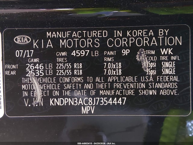 KIA Sportage Ex 2018 KNDPN3AC8J7354447 Image 9