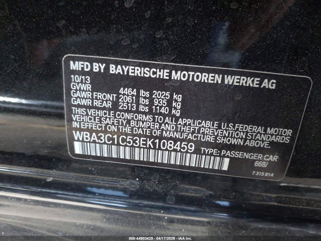 BMW 328I 2014 WBA3C1C53EK108459 Image 9