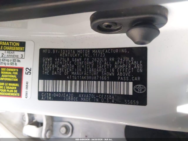 4T1G11AK9RU871661 Toyota CAMRY SE