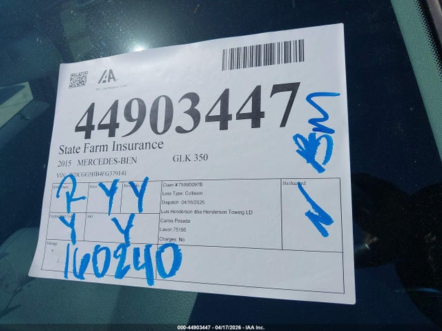 WDCGG5HB4FG379141 Mercedes-Benz GLK 350