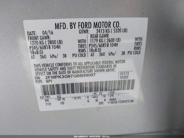 Ford EDGE SE 2016 2FMPK3G97GBB59097 Image 9
