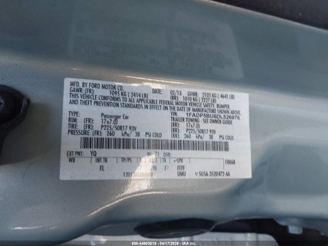 Auction sale of the 2013 Ford C-max Hybrid Sel, vin: 1FADP5BU6DL526976, lot number: 44903519