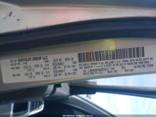 Продаж на аукціоні авто 2009 Jeep Liberty Limited Edition, vin: 1J8GN58K49W554213, номер лоту: 44903529