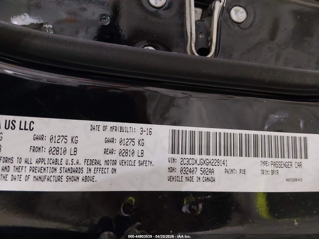 Продаж на аукціоні авто 2016 Dodge Charger Sxt, vin: 2C3CDXJGXGH229141, номер лоту: 44903539