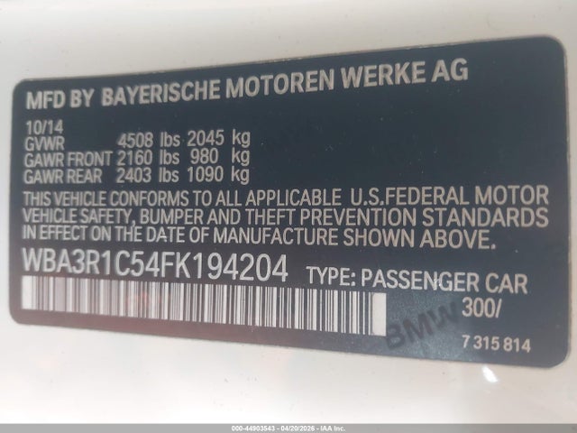 WBA3R1C54FK194204 BMW 435i