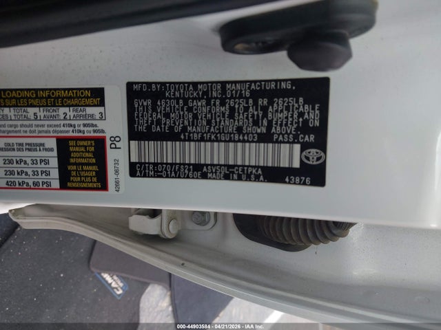 Toyota CAMRY SE 2016 4T1BF1FK1GU184403 Image 9