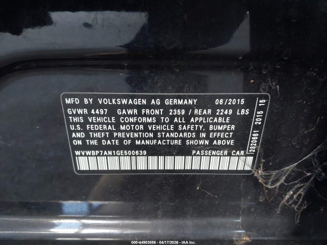 WVWBP7AN1GE500639 Volkswagen Cc 2.0t Sport