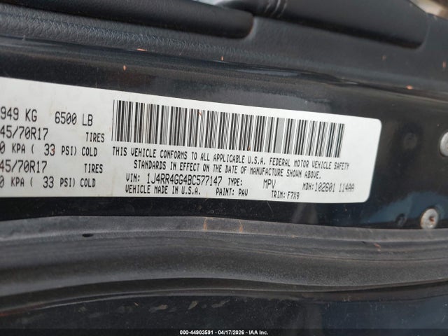 44903591 :رقم المزاد ، 1J4RR4GG4BC577147 vin ، 2011 Jeep Grand Cherokee Laredo مزاد بيع