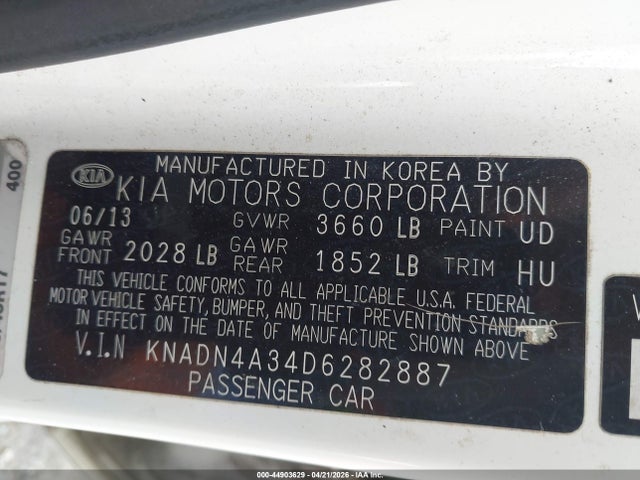 Продажа на аукционе авто 2013 Kia Rio Sx, vin: KNADN4A34D6282887, номер лота: 44903629