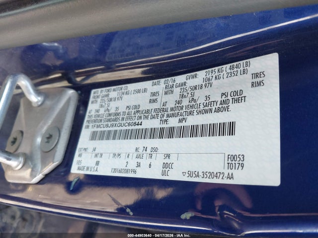1FMCU9J9XGUC60844 Ford Escape Titanium