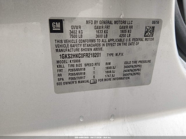 2015 GMC YUKON XL 1500 1GKS2HKC0FR218201 Photo 8