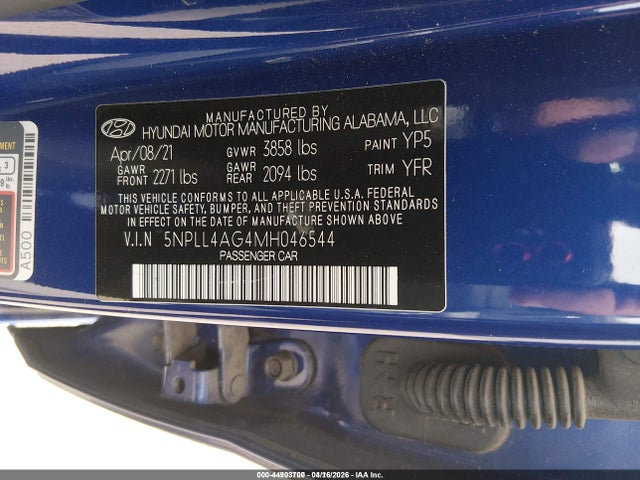 5NPLL4AG4MH046544 Hyundai ELANTRA SE