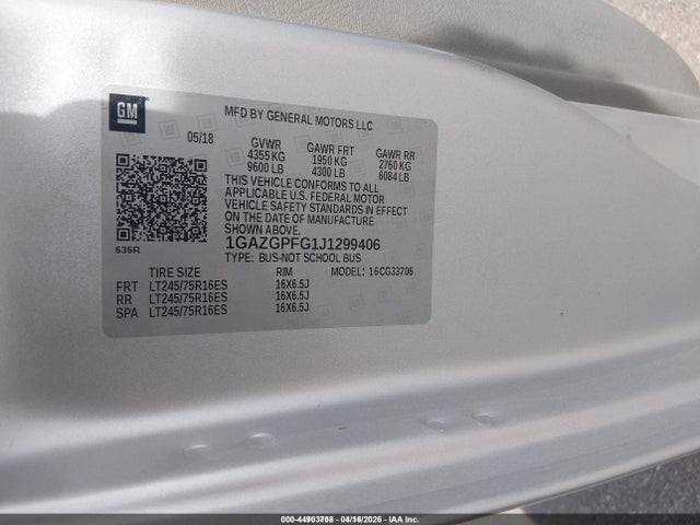 1GAZGPFG1J1299406 Chevrolet Express 3500 Lt