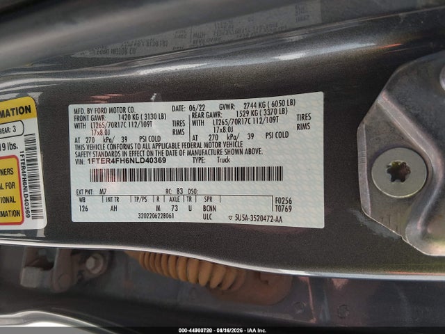 Ford Ranger Xlt 2022 1FTER4FH6NLD40369 Image 9