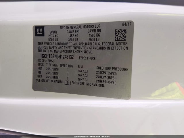 1GCHTBEN5H1248132 Chevrolet Colorado Wt