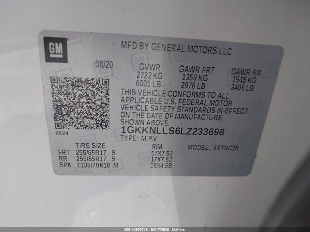 1GKKNLLS6LZ233698 GMC Acadia Awd At4