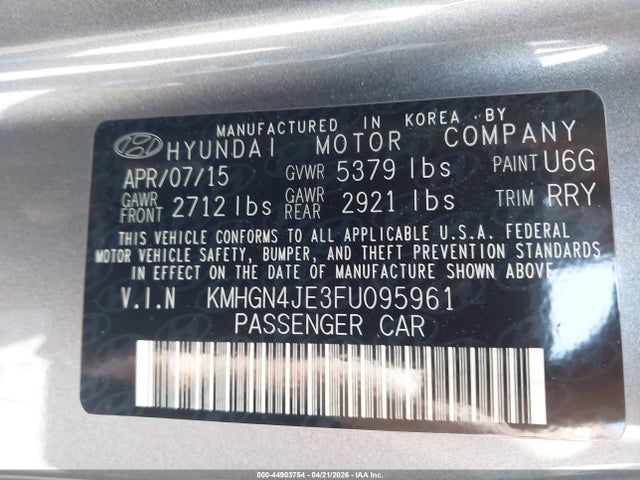 Hyundai Genesis 3.8 2015 KMHGN4JE3FU095961 Image 9