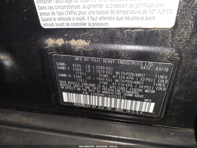 Продаж на аукціоні авто 2010 Subaru Outback 2.5i Limited, vin: 4S4BRBKC1A3357071, номер лоту: 44903755