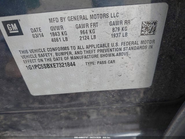 1G1PC5SBXE7321844 Chevrolet Cruze 1lt Auto