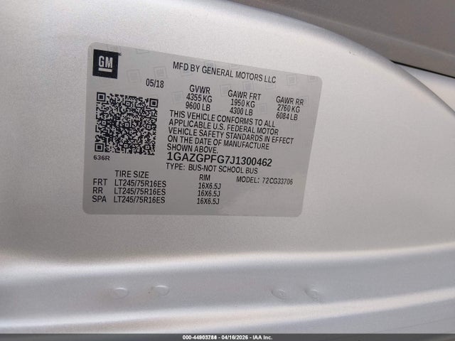 1GAZGPFG7J1300462 Chevrolet Express 3500 Lt