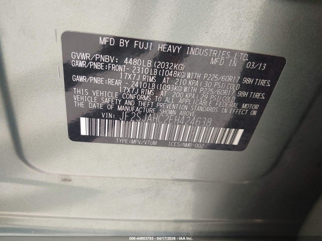 Aukcja sprzedaży 2014 Subaru Forester 2.5i Limited, vin: JF2SJAHC2EH424638, numer aukcji: 44903793