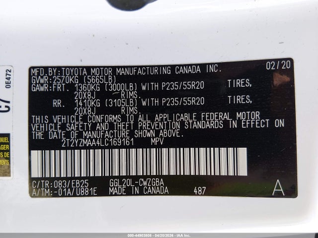 Aukcja sprzedaży 2020 Lexus Rx 350 F Sport Performance, vin: 2T2YZMAA4LC169161, numer aukcji: 44903808