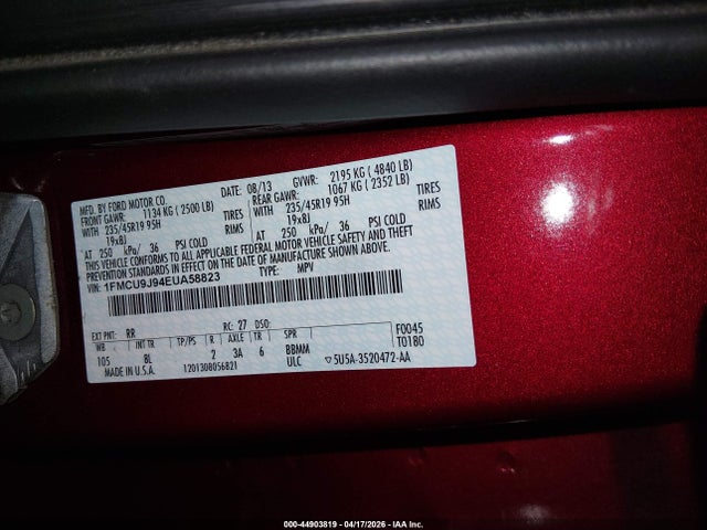 Aukcja sprzedaży 2014 Ford Escape Titanium, vin: 1FMCU9J94EUA58823, numer aukcji: 44903819