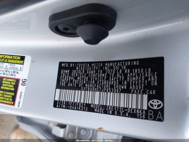 Toyota COROLLA LE 2018 5YFBURHE7JP853987 Image 9