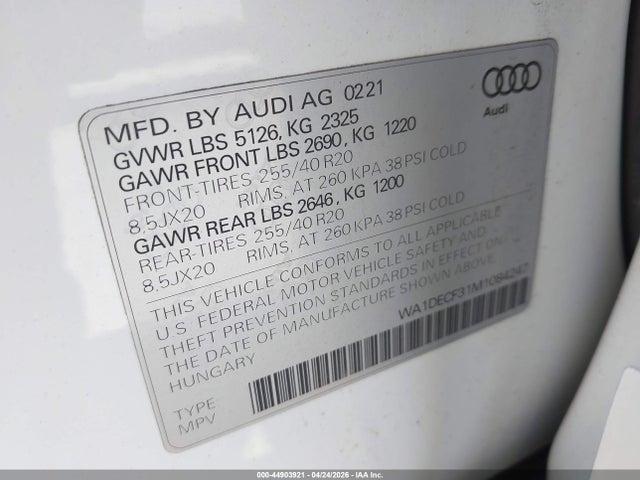 WA1DECF31M1084247 Audi Q3 Premium 45 Tfsi S Line Quattro Tiptronic