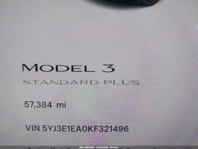 Aukcja sprzedaży 2019 Tesla Model 3 Long Range/mid Range/standard Range/standard Range Plus, vin: 5YJ3E1EA0KF321496, numer aukcji: 44903944