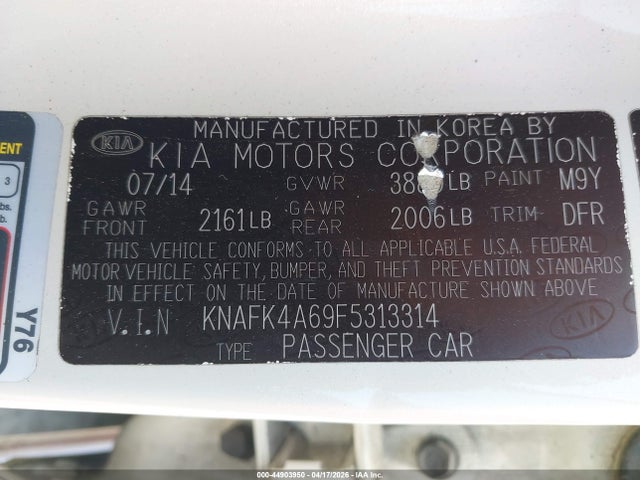 KNAFK4A69F5313314 KIA FORTE LX