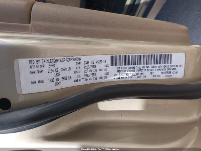 44903964 :رقم المزاد ، 1J4G248S0YC312300 vin ، 2000 Jeep Grand Cherokee Laredo مزاد بيع