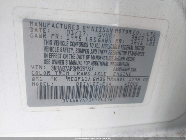 3N1AB7AP3HY261727 Nissan SENTRA SV