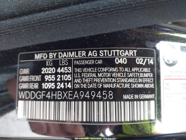44903990 :رقم المزاد ، WDDGF4HBXEA949458 vin ، 2014 Mercedes-benz C 250 Sport مزاد بيع
