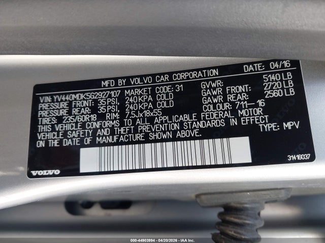 YV440MDK5G2927107 Volvo Xc60 T5 Drive-e Premier