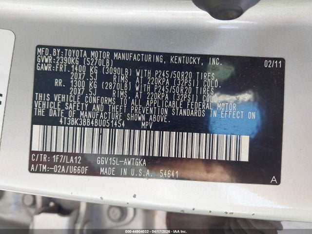 2011 TOYOTA VENZA 4T3BK3BB4BU051454 Photo 8