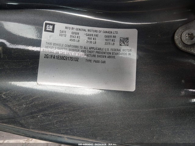Aukcja sprzedaży 2012 Chevrolet Camaro 2ls, vin: 2G1FA1E38C9175132, numer aukcji: 44904042