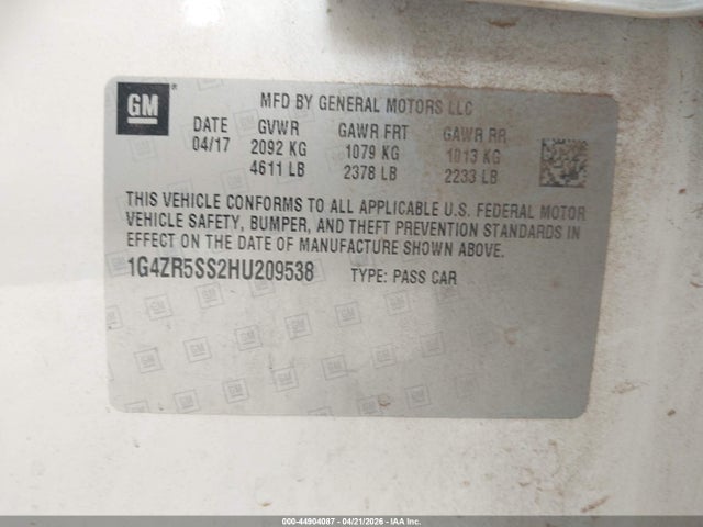 Продажа на аукционе авто 2017 Buick Lacrosse Premium, vin: 1G4ZR5SS2HU209538, номер лота: 44904087