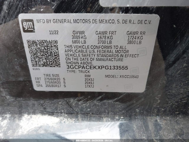 44904133 :رقم المزاد ، 3GCPACEKXPG133555 vin ، 2023 Chevrolet Silverado 1500 2wd  Short Bed Lt مزاد بيع