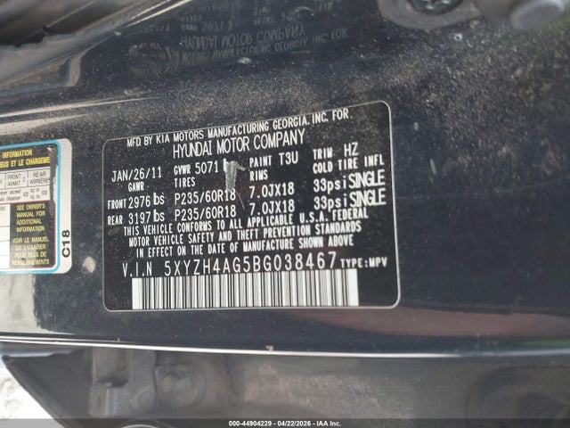 Продажа на аукционе авто 2011 Hyundai Santa Fe Se, vin: 5XYZH4AG5BG038467, номер лота: 44904229