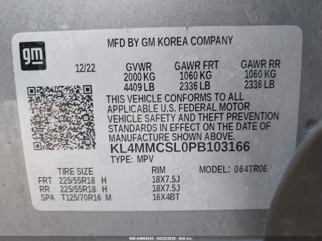 44904242 :رقم المزاد ، KL4MMCSL0PB103166 vin ، 2023 Buick Encore Gx Preferred Awd مزاد بيع