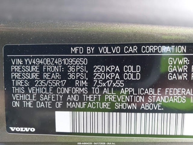 2011 VOLVO XC70 YV4940BZ4B1095650 Photo 8